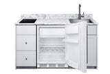 63" wide Turnkey Kitchen with sink, cooktop, and refrigerator-freezer (Model CALDERAWH33I)