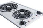 115V 2-burner coil cooktop in white, made in the USA - Detail