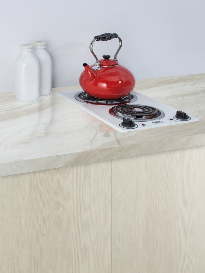 115V 2-burner coil cooktop in white, made in the USA - Set