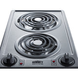 220V 2-burner coil cooktop in stainless steel, made in the USA - Detail