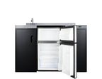 54" wide ADA height all-in-one kitchenette with 2-burner 115V smooth-top cooktop, refrigerator-freezer, sink on left sid - Open