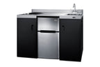 54" wide ADA height all-in-one kitchenette with 2-burner 115V smooth-top cooktop, refrigerator-freezer, sink on right si - Angle