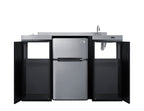 54" wide ADA height all-in-one kitchenette with 2-burner 115V smooth-top cooktop, refrigerator-freezer, sink on right si - Open