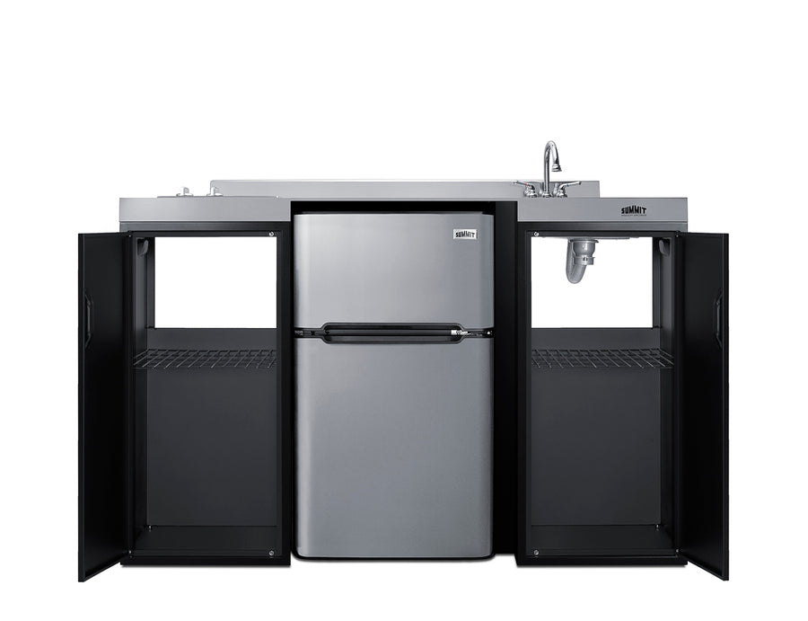 54" wide ADA height all-in-one kitchenette with 2-burner 115V smooth-top cooktop, refrigerator-freezer, sink on right si - Open