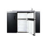54" wide ADA height all-in-one kitchenette with 2-burner 115V smooth-top cooktop, refrigerator-freezer, sink on right si - Open