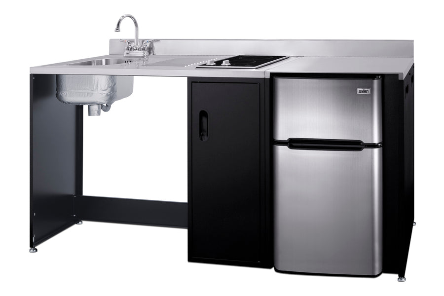 Barrier-free all-in-one kitchenette with refrigerator, sink, and cooktop, ADA (Model CK72ADALBF)