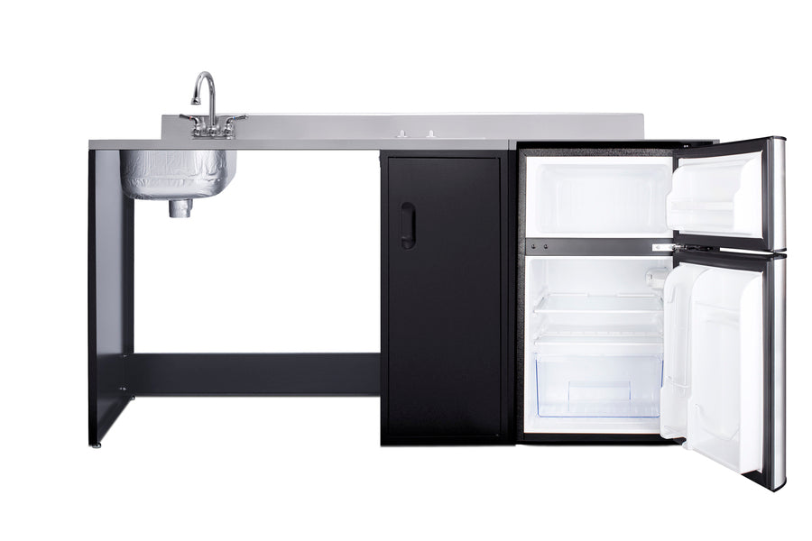 Barrier-free all-in-one kitchenette with refrigerator, sink, and cooktop, ADA (Model CK72ADALBF)