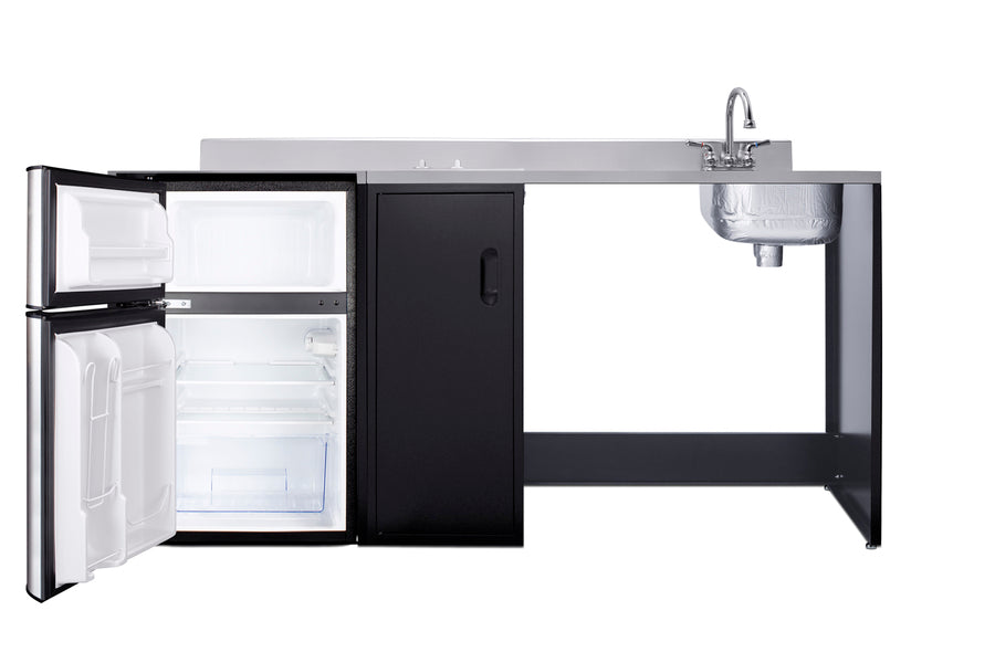 Barrier-free all-in-one kitchenette with refrigerator, sink, and cooktop, ADA (Model CK72ADARBF) - Open