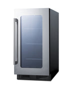 18" Wide Built-in Beverage Center with Seamless Stainless Steel Trimmed Glass Door and Stainless Steel Wrapped Cabinet (