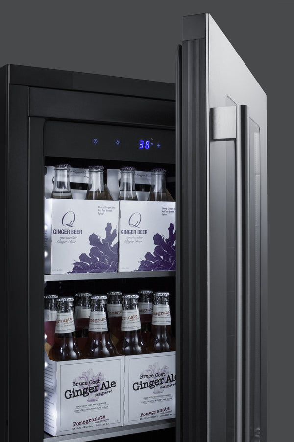 18" Wide Built-in Beverage Center with Seamless Stainless Steel Trimmed Glass Door and Stainless Steel Wrapped Cabinet (