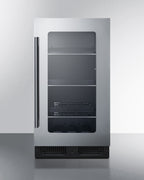 18" Wide Built-in Beverage Center with Seamless Stainless Steel Trimmed Glass Door and Stainless Steel Wrapped Cabinet (
