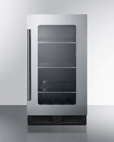 18" Wide Built-in Beverage Center with Seamless Stainless Steel Trimmed Glass Door and Stainless Steel Wrapped Cabinet (