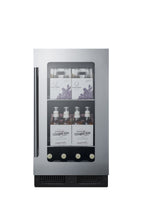 18" Wide Built-in Beverage Center with Seamless Stainless Steel Trimmed Glass Door and Stainless Steel Wrapped Cabinet (