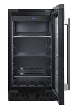 18" Wide Built-in Beverage Center with Seamless Stainless Steel Trimmed Glass Door and Stainless Steel Wrapped Cabinet (