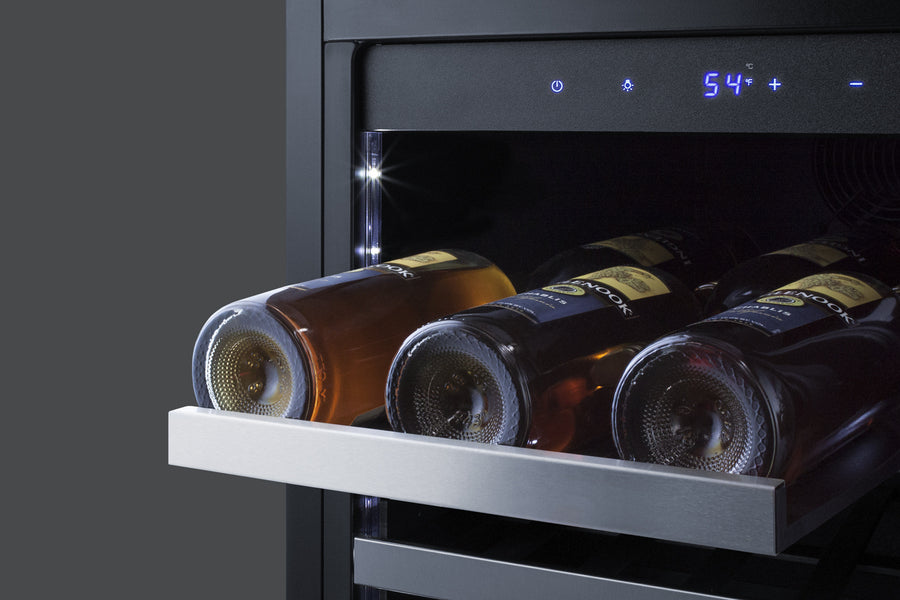 18" Wide Built-in Wine Cellar with Seamless Stainless Steel Trimmed Glass Door and Stainless Steel Wrapped Cabinet (Mode