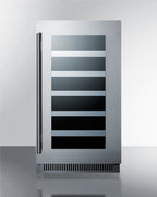 Accucold 18" Wide Built-in Wine Cellar with Seamless Stainless Steel Trimmed Glass Door and Stainless Steel Wrapped