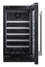 18" Wide Built-in Wine Cellar with Seamless Stainless Steel Trimmed Glass Door (Model CL18WC) - Open