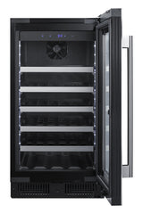 18" Wide Built-in Wine Cellar with Seamless Stainless Steel Trimmed Glass Door (Model CL18WC) - Open