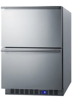 Built-in undercounter two-drawer all-freezer with frost-free operation, stainless steel construction, and panel-ready dr