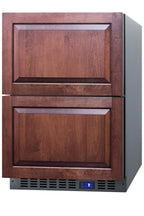 Built-in undercounter two-drawer all-freezer with frost-free operation, stainless steel construction, and panel-ready dr