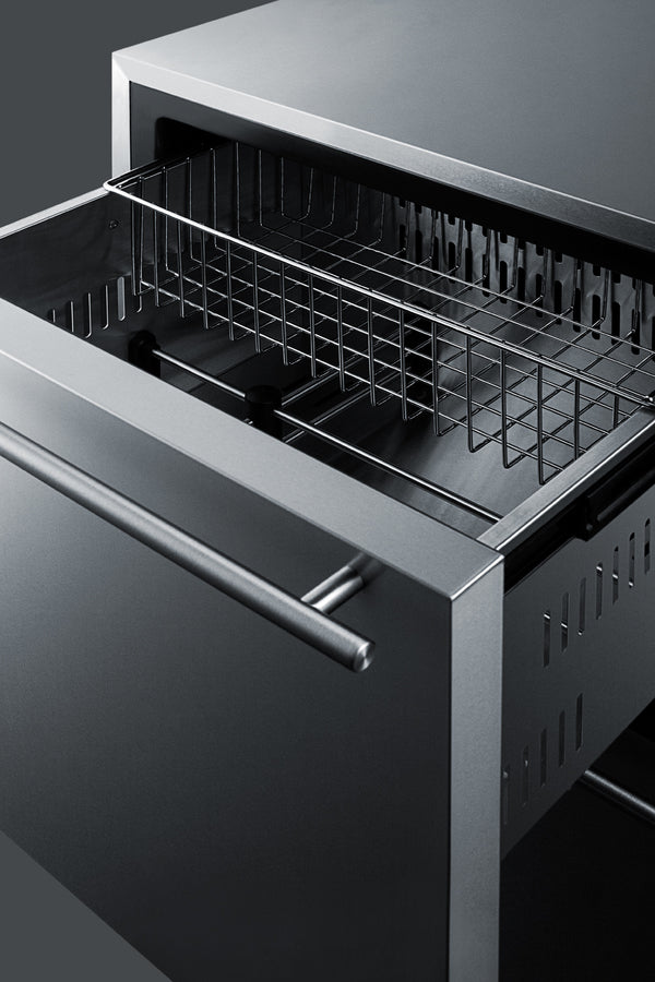 Built-in undercounter two-drawer all-freezer with frost-free operation, stainless steel construction, and panel-ready dr