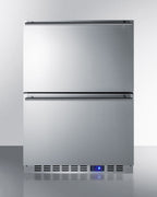 Built-in undercounter two-drawer all-freezer with frost-free operation, stainless steel construction, and panel-ready dr