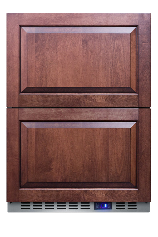 Built-in undercounter two-drawer all-freezer with frost-free operation, stainless steel construction, and panel-ready dr