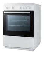 Accucold 24" Wide Smooth Top Electric Range in Slide-in Style and White Finish, with Storage Drawer and Large Oven Window in Blac