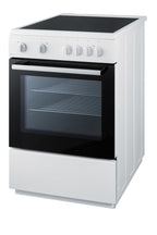Accucold 24" Wide Smooth Top Electric Range in Slide-in Style and White Finish, with Storage Drawer and Large Oven Window in Blac