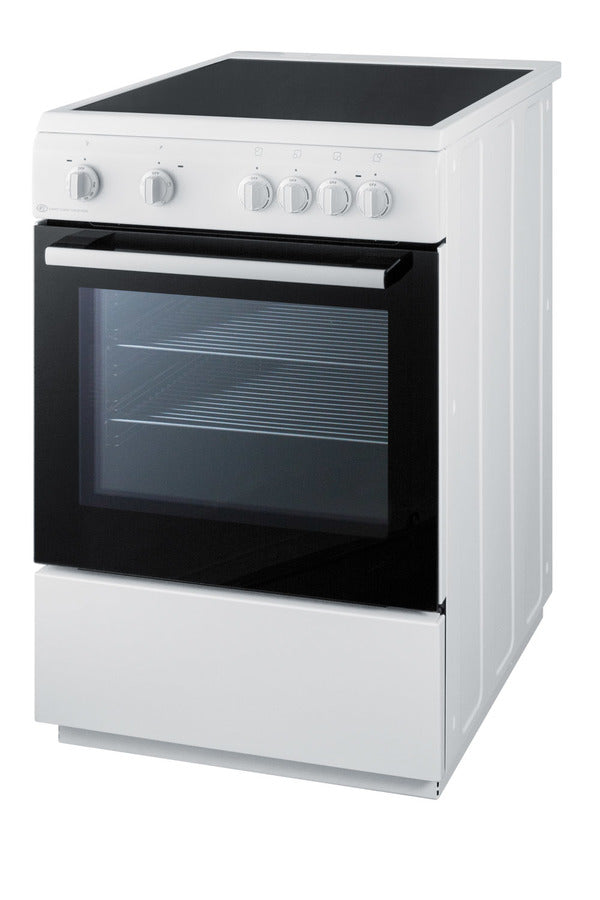 Accucold 24" Wide Smooth Top Electric Range in Slide-in Style and White Finish, with Storage Drawer and Large Oven Window in Blac
