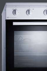 Accucold 24" Wide Smooth Top Electric Range in Slide-in Style and White Finish, with Storage Drawer and Large Oven Window in Blac
