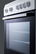 Accucold 24" Wide Smooth Top Electric Range in Slide-in Style and White Finish, with Storage Drawer and Large Oven Window in Blac