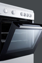 Accucold 24" Wide Smooth Top Electric Range in Slide-in Style and White Finish, with Storage Drawer and Large Oven Window in Blac
