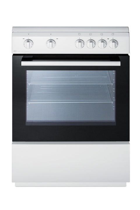 Accucold 24" Wide Smooth Top Electric Range in Slide-in Style and White Finish, with Storage Drawer and Large Oven Window in Blac