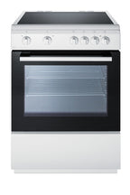 Accucold 24" Wide Smooth Top Electric Range in Slide-in Style and White Finish, with Storage Drawer and Large Oven Window in Blac