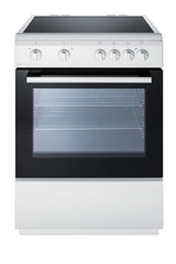Accucold 24" Wide Smooth Top Electric Range in Slide-in Style and White Finish, with Storage Drawer and Large Oven Window in Blac