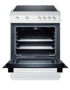 Accucold 24" Wide Smooth Top Electric Range in Slide-in Style and White Finish, with Storage Drawer and Large Oven Window in Blac