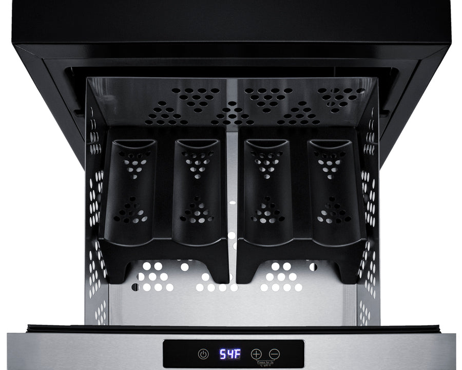 18" Wide Single Drawer Cooler for Built-in Installation, Panel-ready Stainless Steel Drawer Front - Full Wine