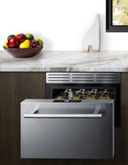 18" Wide Single Drawer Cooler for Built-in Installation, Panel-ready Stainless Steel Drawer Front - Set