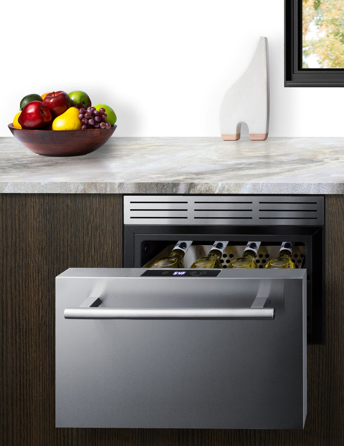 18" Wide Single Drawer Cooler for Built-in Installation, Panel-ready Stainless Steel Drawer Front - Set