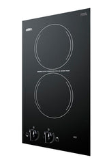 12" Wide 115V 2-Burner Radiant Cooktop (Model CR2110B) - Angle