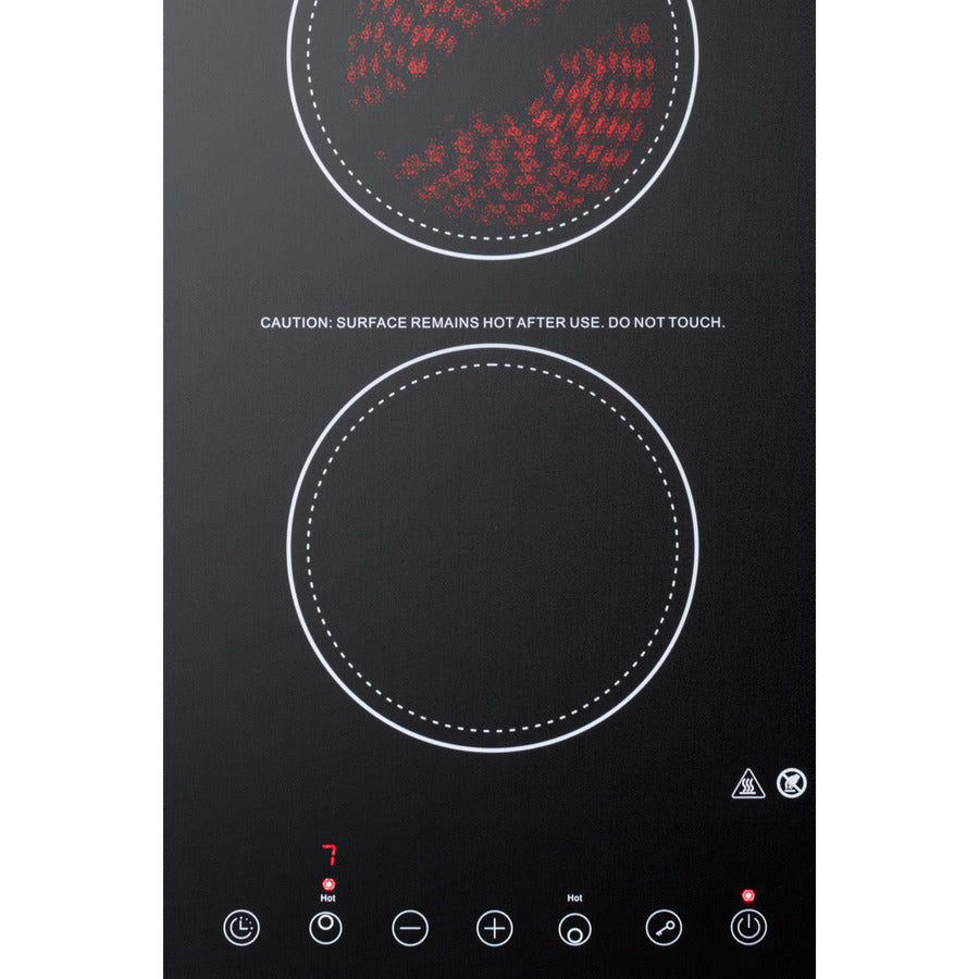 12" Wide 115V 2-Burner Radiant Cooktop (Model CR2B15T1B)