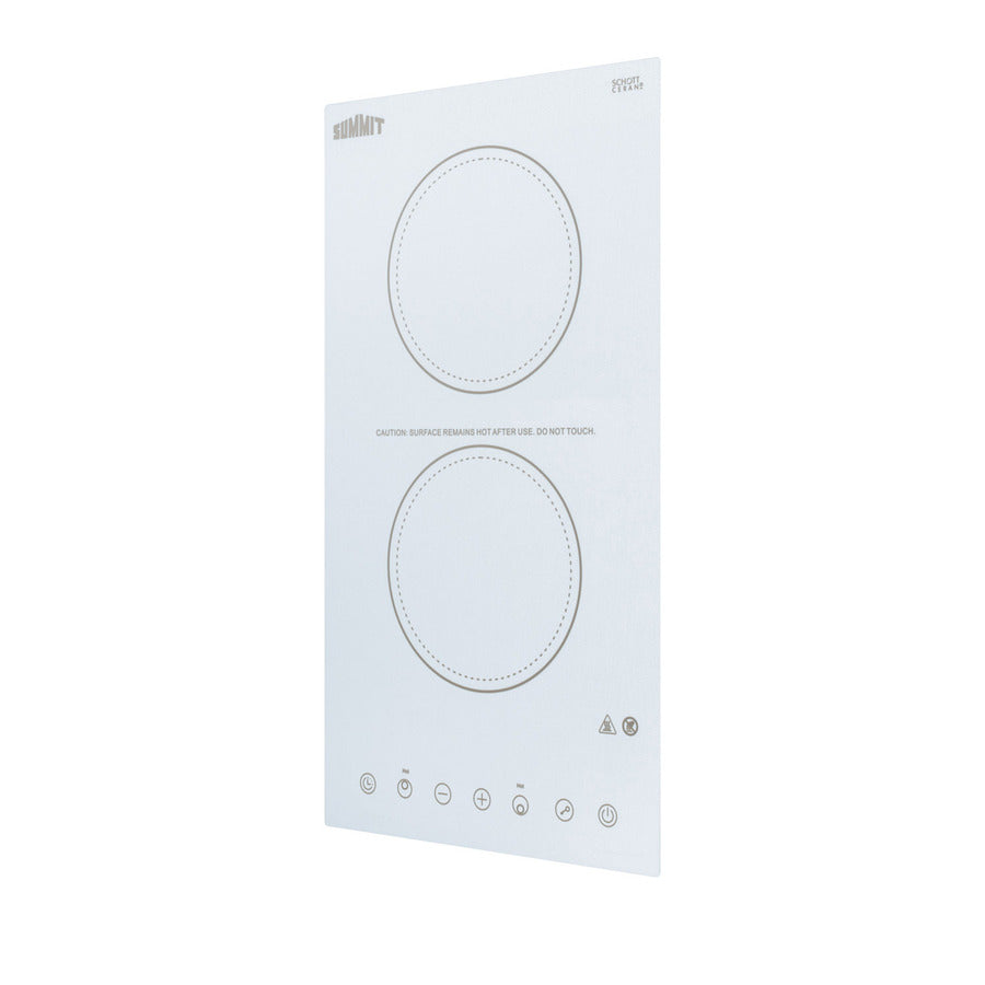 15" Wide 115V 2-Burner Radiant Cooktop (Model CR2B15T2WTK15) - Angle