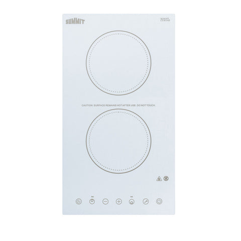 12" Wide 115V 2-Burner Radiant Cooktop (Model CR2B15T2W) - Front