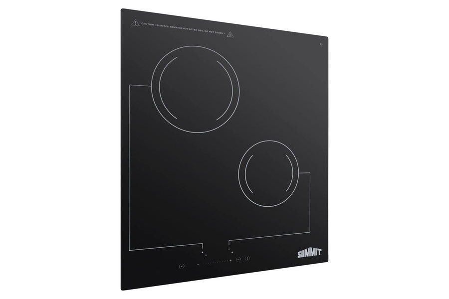 2-burner 18" x 21" 230V radiant cooktop with digital controls and black glass surface