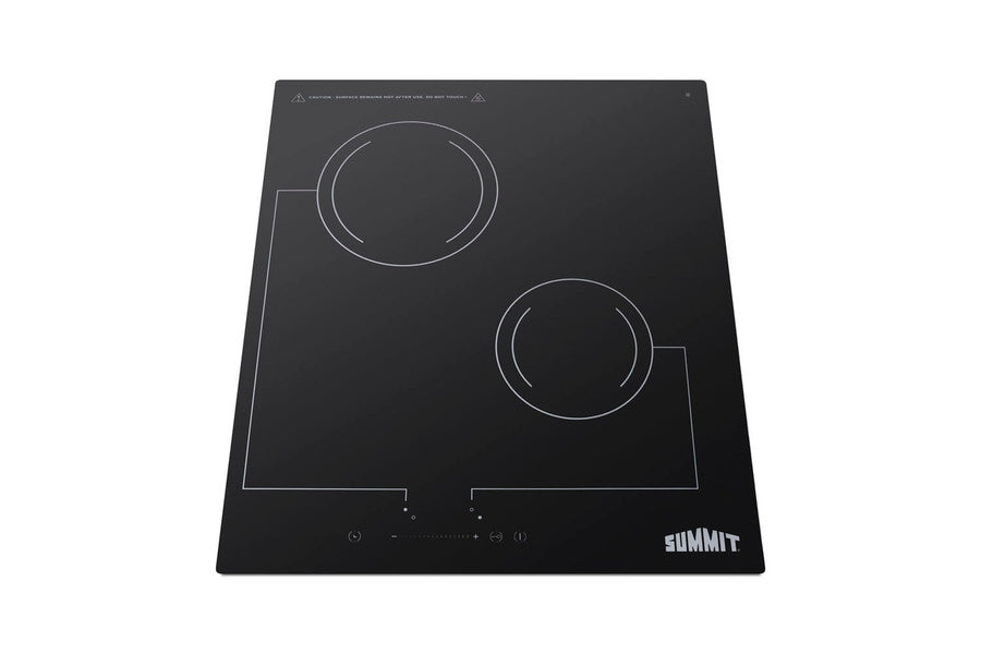 2-burner 18" x 21" 230V radiant cooktop with digital controls and black glass surface