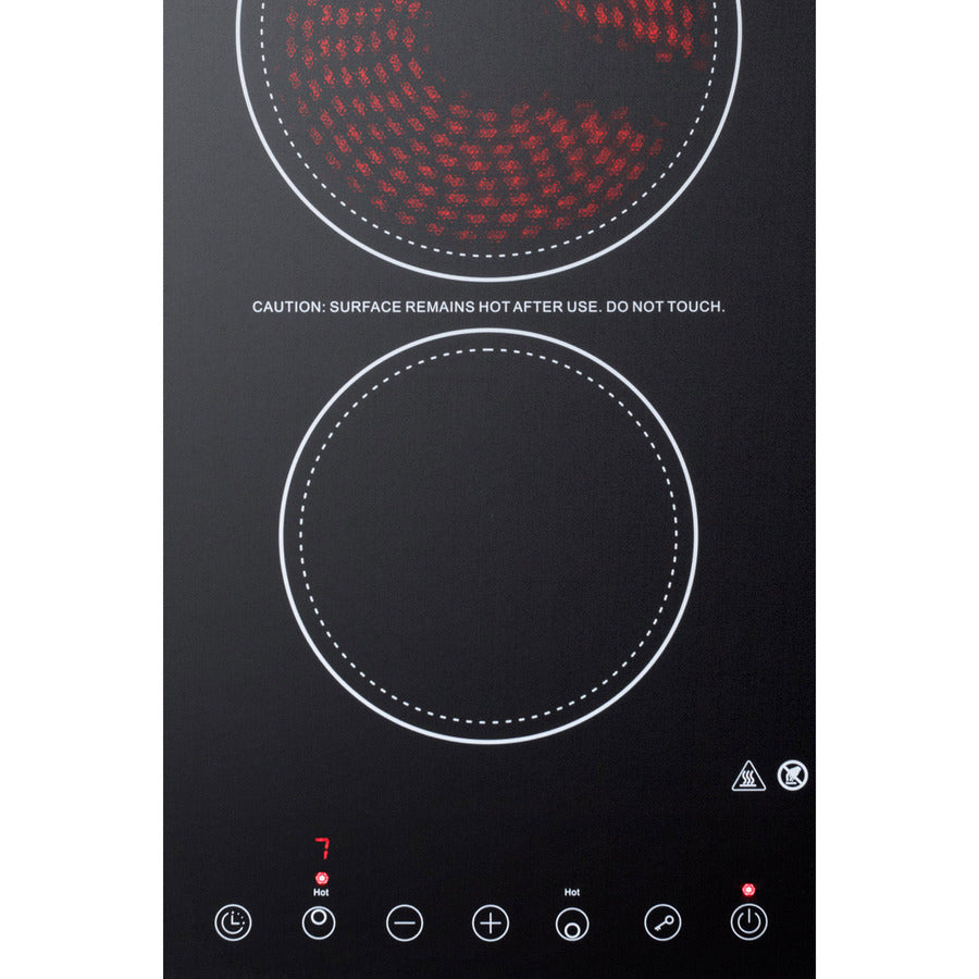 12" Wide 230V 2-Burner Radiant Cooktop (Model CR2B23T3B) - Detail