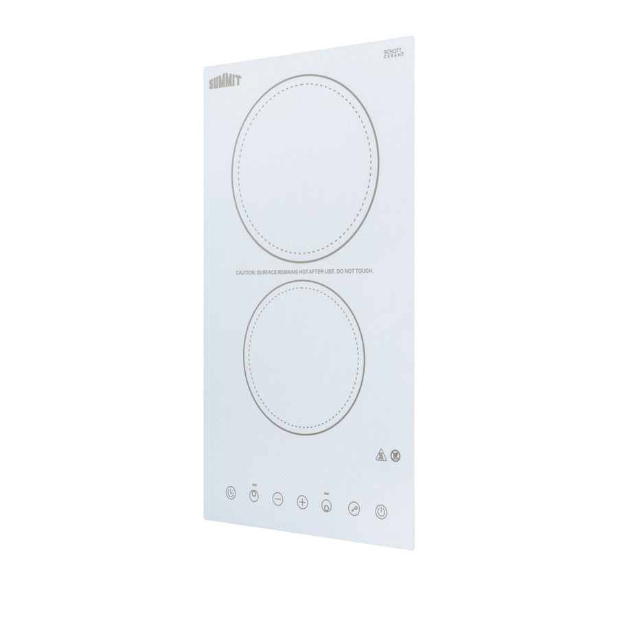 12" Wide 230V 2-Burner Radiant Cooktop (Model CR2B23T4W) - Angle
