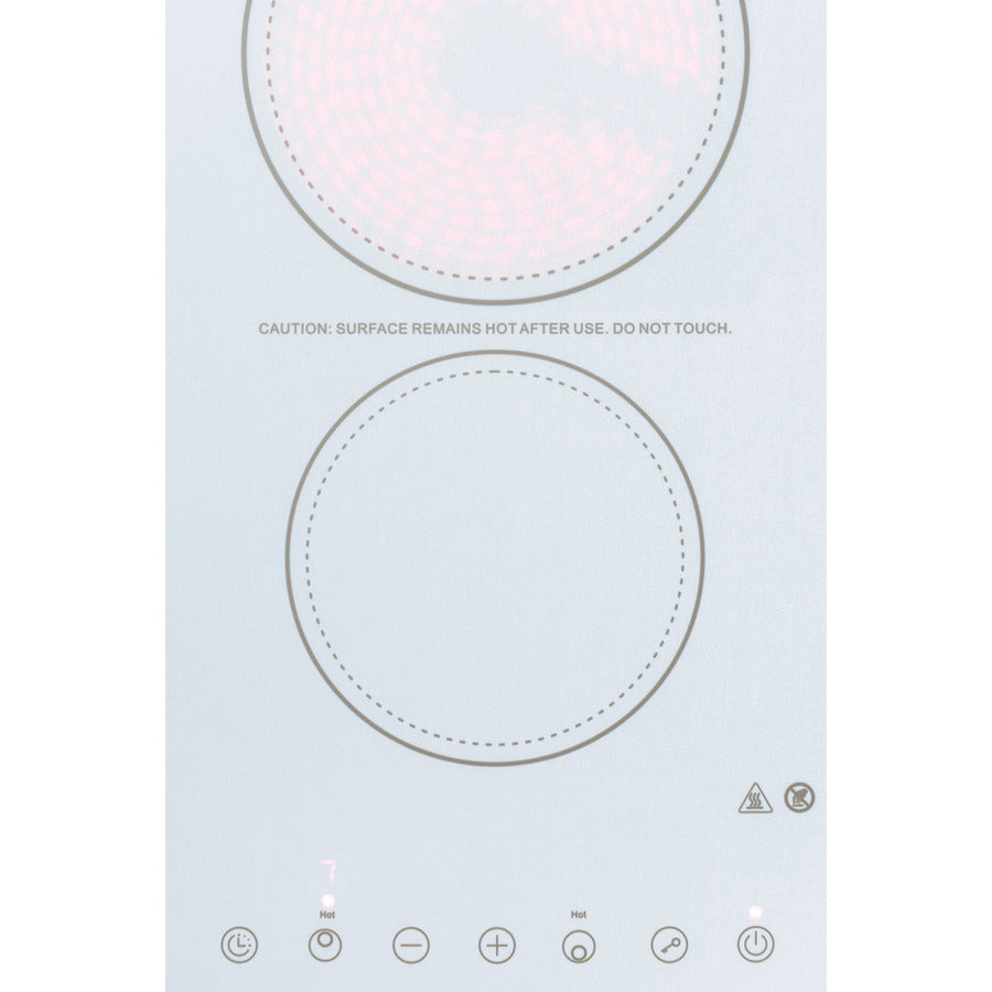 12" Wide 230V 2-Burner Radiant Cooktop (Model CR2B23T4W) - Detail