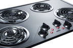 Accucold 30" wide 230V electric cooktop with four coil elements and stainless steel finish